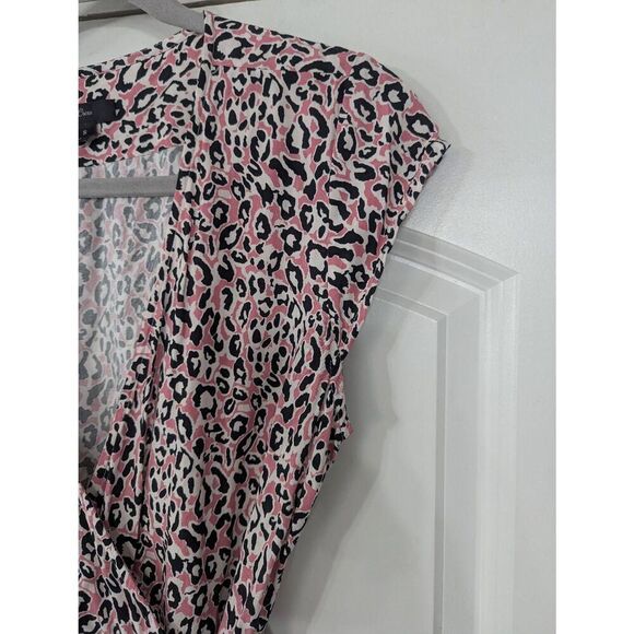 J. Crew Leopard Print Midi Wrap Dress women's size small pink black - Picture 2 of 7